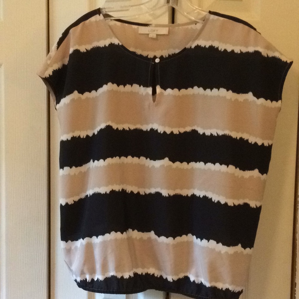 Loft black, tan, and white top